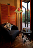 Traditional Reproduction Huge 20" Red Poppy Gold Tiffany Floor Lamp Traditional Reproduction Huge 20" Red Poppy Gold Tiffany Floor Lamp