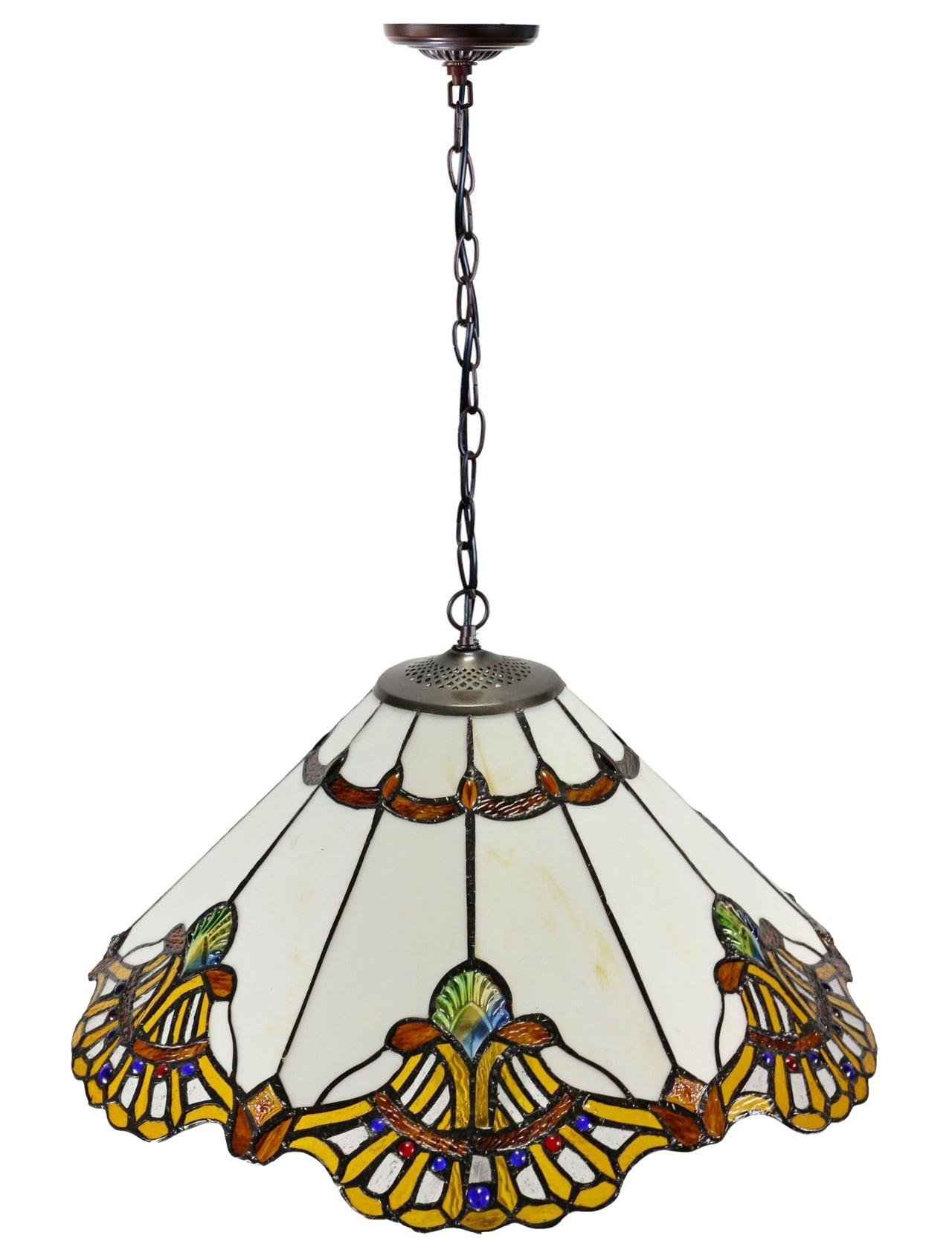 Large 20 " Beige Baroque Style Tiffany  Pendant Light Large 20 " Beige Baroque Style Tiffany  Pendant Light