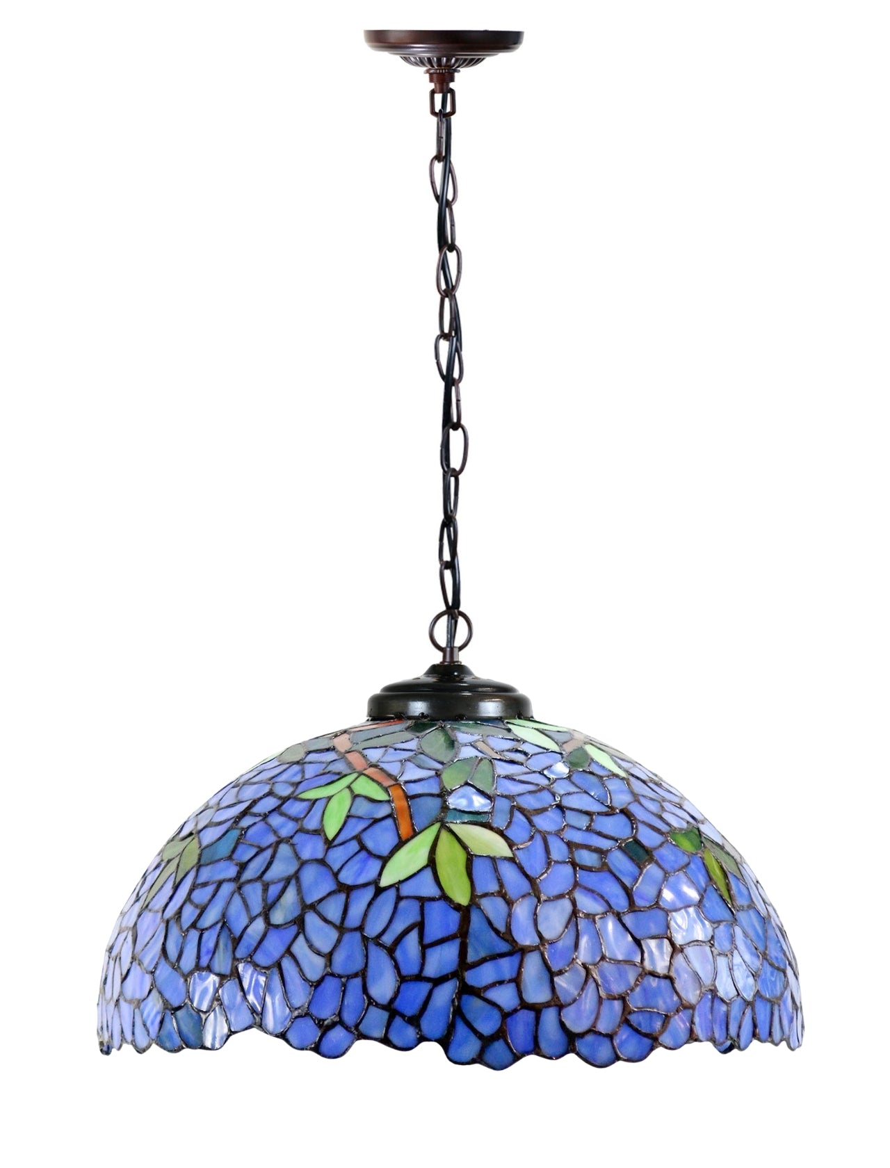 Timeless Collection@Large 17" Blue Wisteria Style Tiffany Pendant Light Timeless Collection@Large 17" Blue Wisteria Style Tiffany Pendant Light