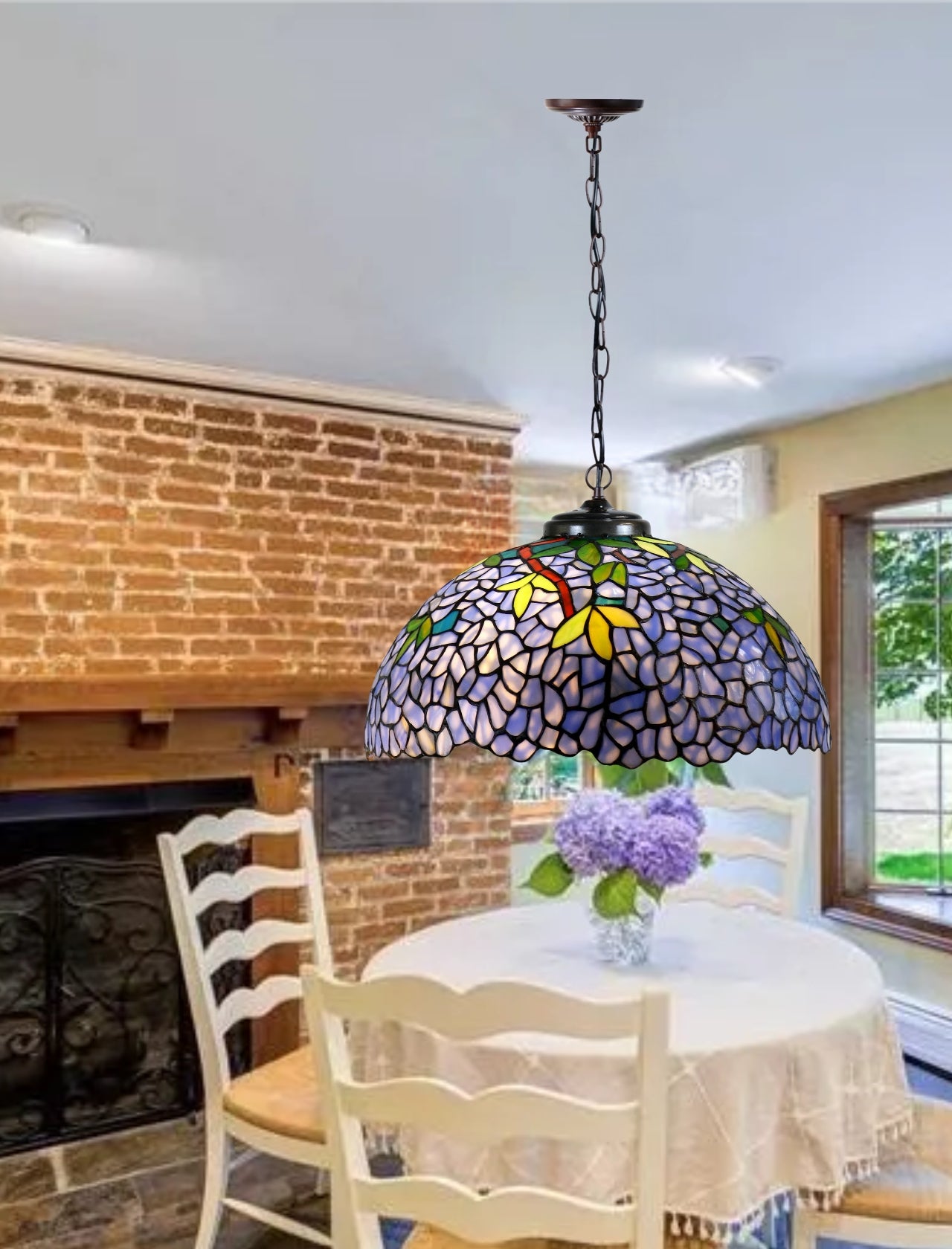 Timeless Collection@Large 17" Blue Wisteria Style Tiffany Pendant Light Timeless Collection@Large 17" Blue Wisteria Style Tiffany Pendant Light