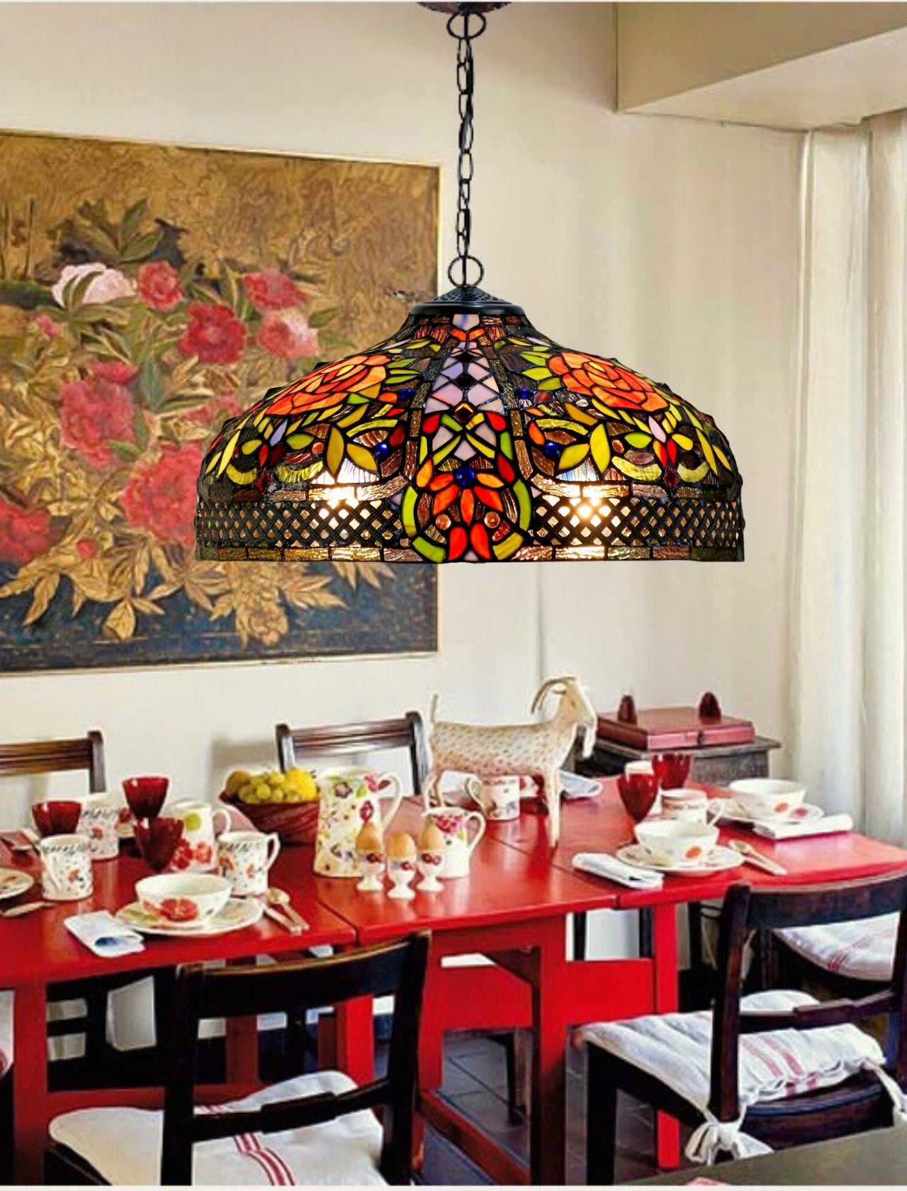 Timeless Collectio@ Large 18 inches Rose Style Tiffany Pendant Light Timeless Collectio@ Large 18 inches Rose Style Tiffany Pendant Light