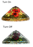 Traditional Reproduction Huge 20" Red Poppy Gold Tiffany Floor Lamp Traditional Reproduction Huge 20" Red Poppy Gold Tiffany Floor Lamp