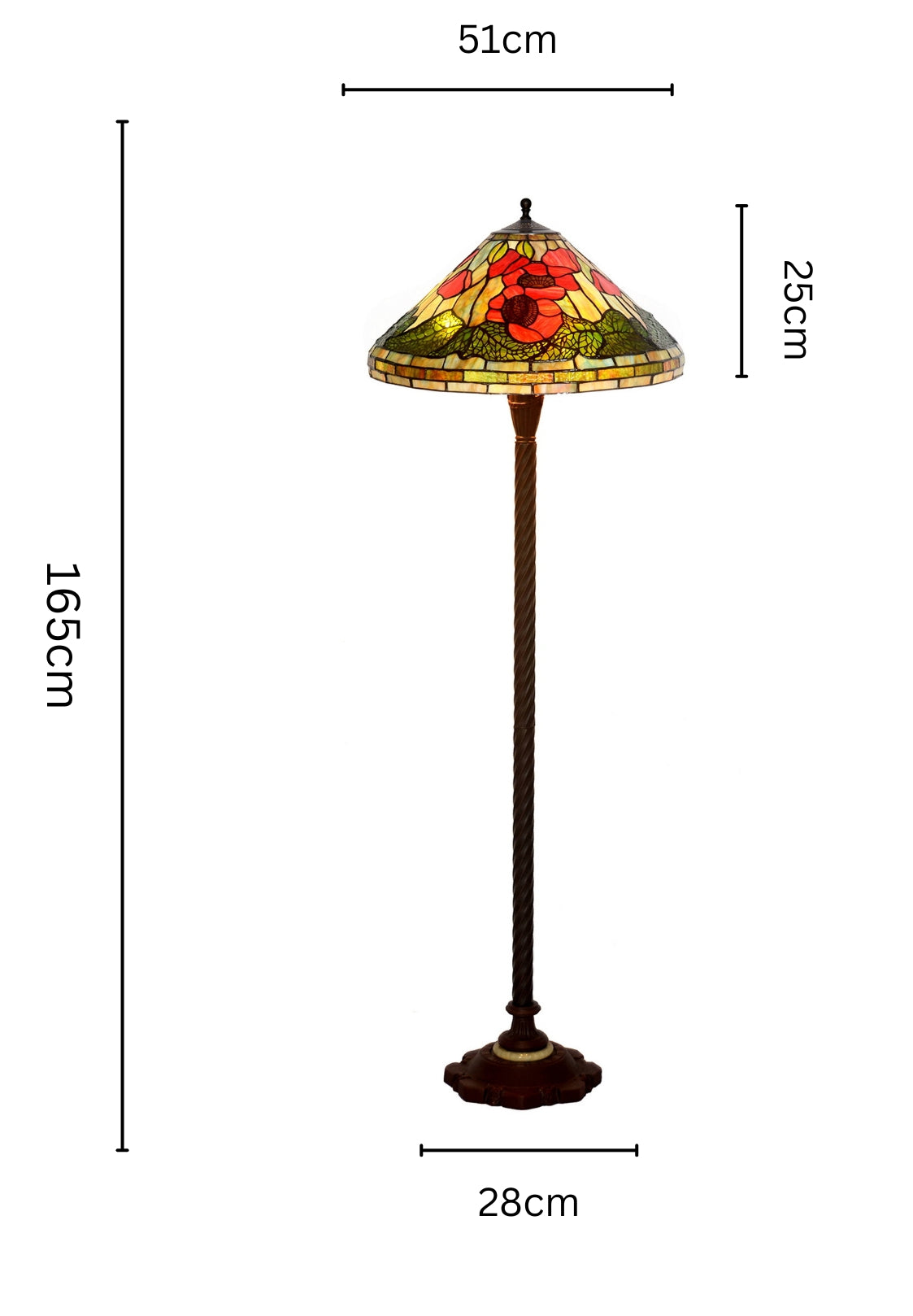 Traditional Reproduction Huge 20" Red Poppy Gold Tiffany Floor Lamp Traditional Reproduction Huge 20" Red Poppy Gold Tiffany Floor Lamp