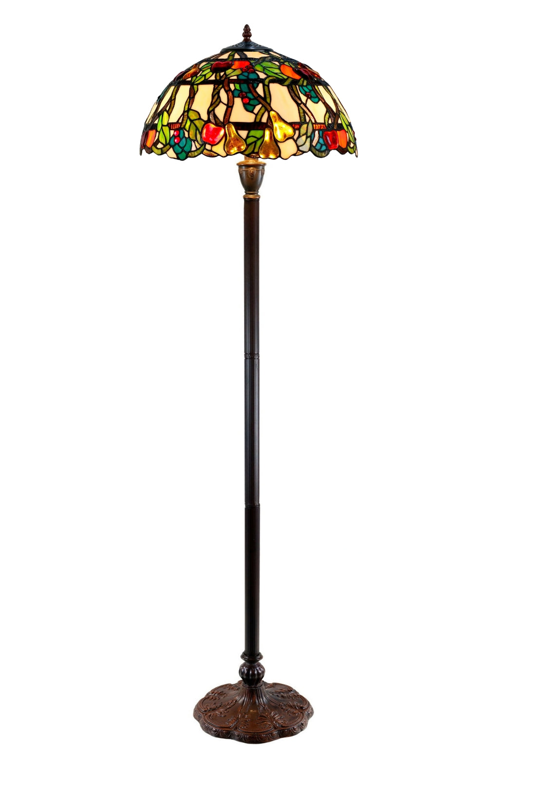 Large 16" Vibrant Fruits Style Stained Glass Tiffany Floor Light Large 16" Vibrant Fruits Style Stained Glass Tiffany Floor Light