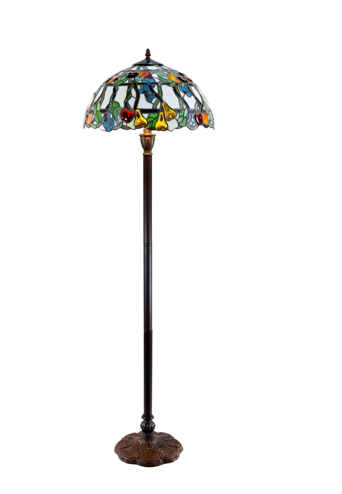 Large 16" Vibrant Fruits Style Stained Glass Tiffany Floor Light Large 16" Vibrant Fruits Style Stained Glass Tiffany Floor Light