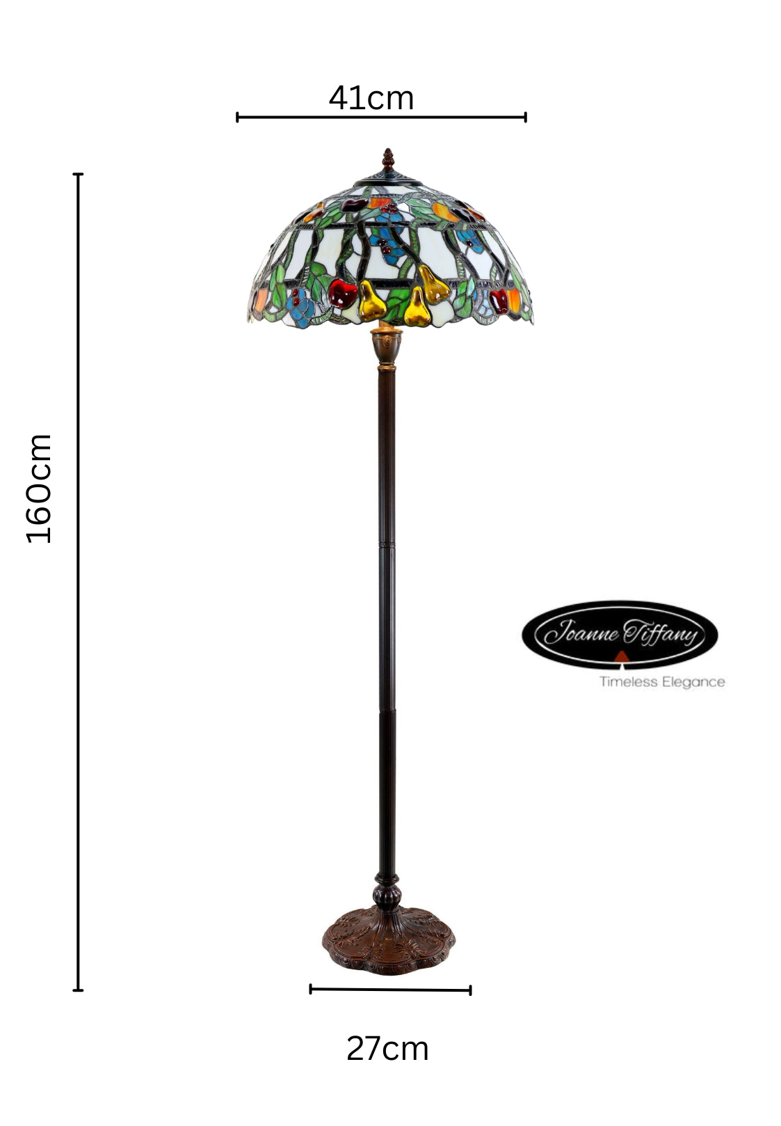 Large 16" Vibrant Fruits Style Stained Glass Tiffany Floor Light Large 16" Vibrant Fruits Style Stained Glass Tiffany Floor Light