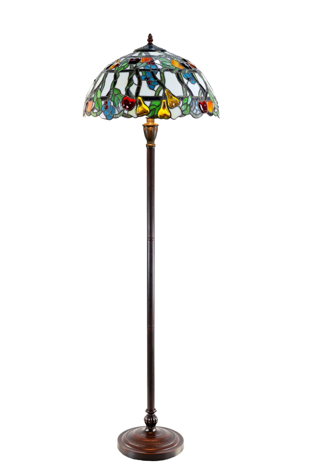 Large 16" Vibrant Fruits apple pear Style Stained Glass Tiffany Floor Light Large 16" Vibrant Fruits apple pear Style Stained Glass Tiffany Floor Light