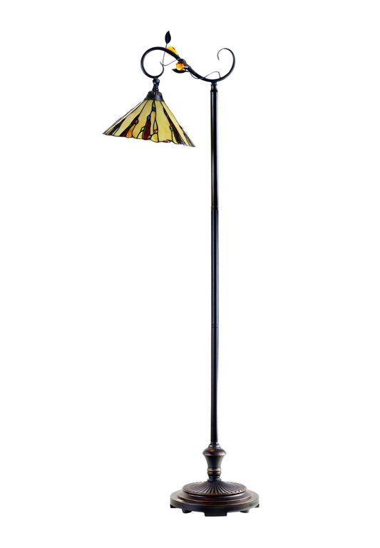 13" Curved line design Stained Glass Edwardian Bridge Arm Floor Lamp – Elegant Light, Designed for Comfort