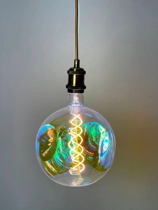 Brass Vintage LED Pendant Lights with Extra Large LED Globe Light Bulb Warm Light 4W E27
