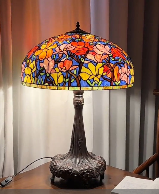 Huge 22 inch wide Magnolia Flower Tiffany Table Lamp(only 1)