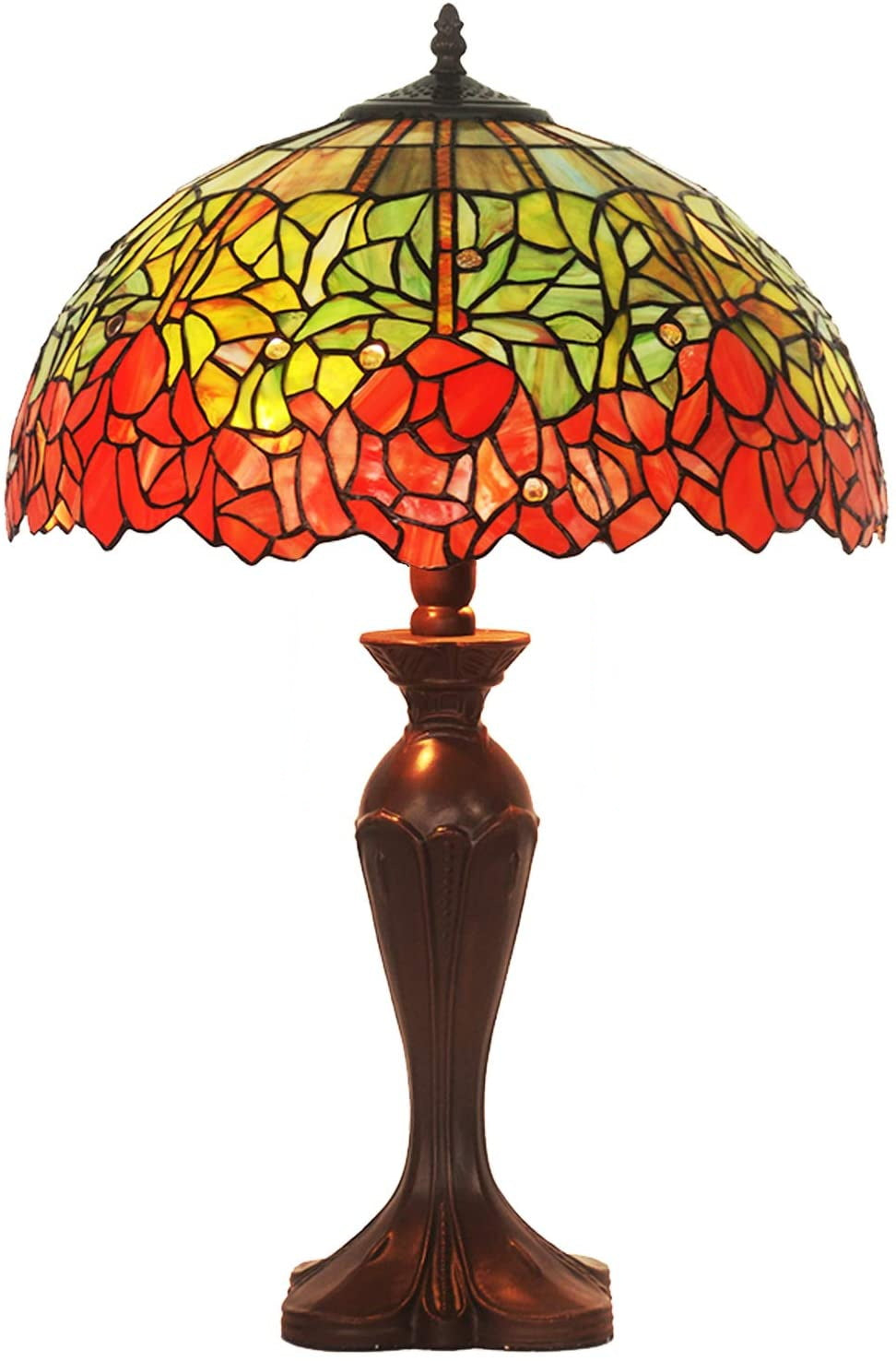 Large 16" Water Lily Style Stained Glass Tiffany Table Lamp Large 16" Water Lily Style Stained Glass Tiffany Table Lamp