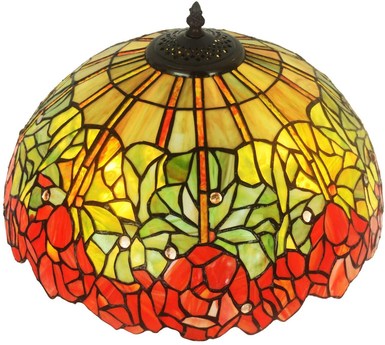 Large 16" Water Lily Style Stained Glass Tiffany Table Lamp Large 16" Water Lily Style Stained Glass Tiffany Table Lamp