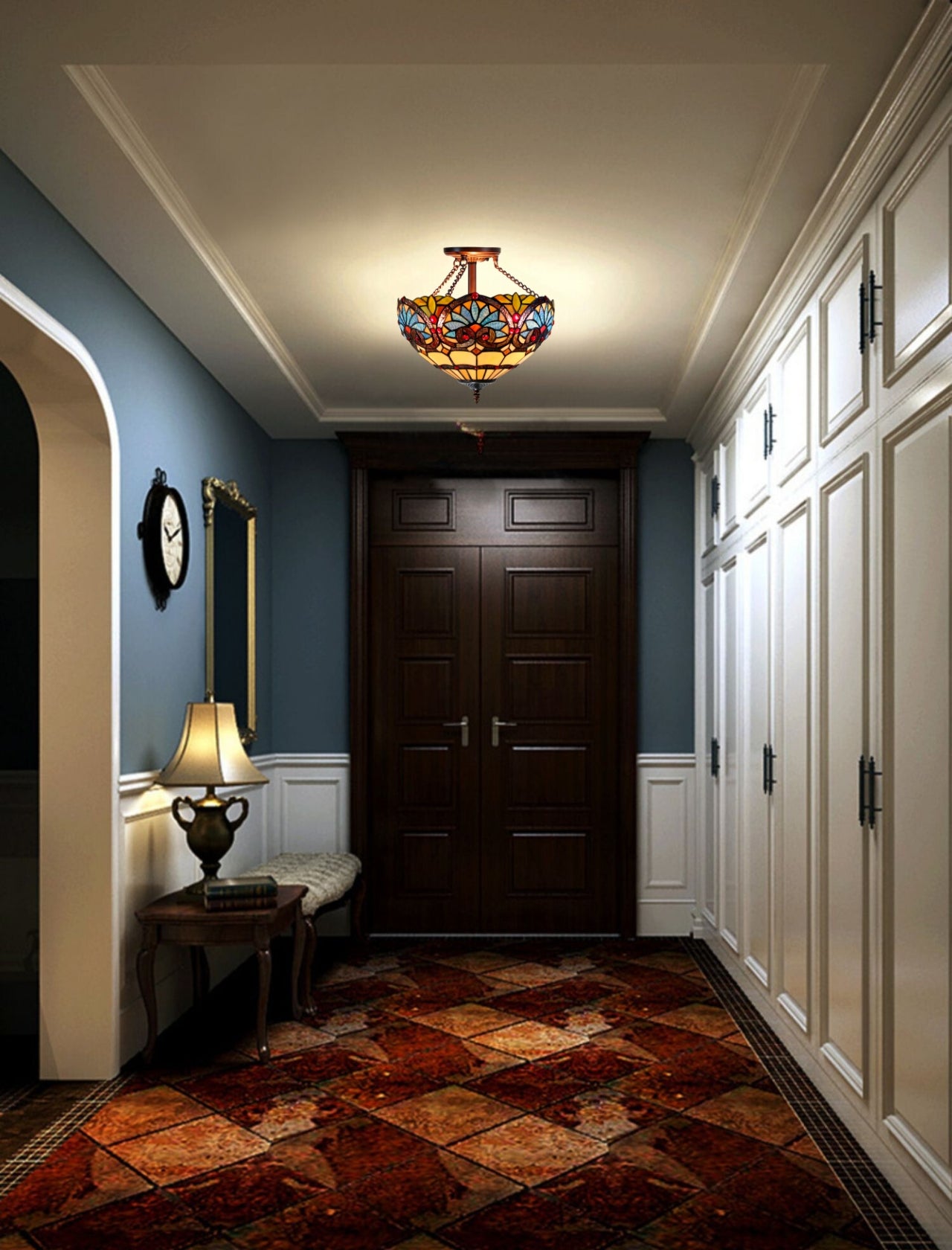 14" Boheme style Tiffany  Uplighter Ceiling Light *Perfect for low ceilings 14" Boheme style Tiffany  Uplighter Ceiling Light *Perfect for low ceilings