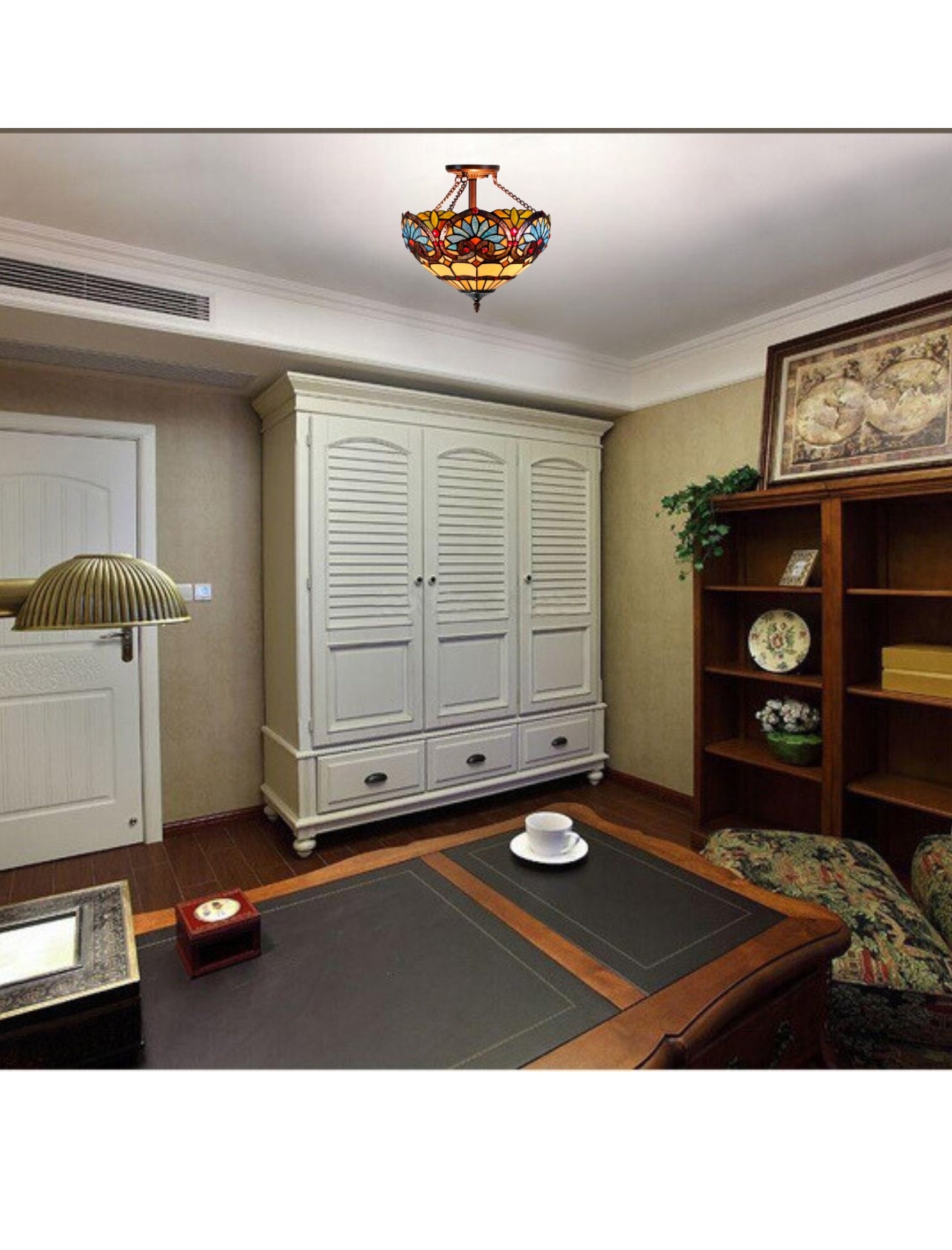 14" Boheme style Tiffany  Uplighter Ceiling Light *Perfect for low ceilings 14" Boheme style Tiffany  Uplighter Ceiling Light *Perfect for low ceilings