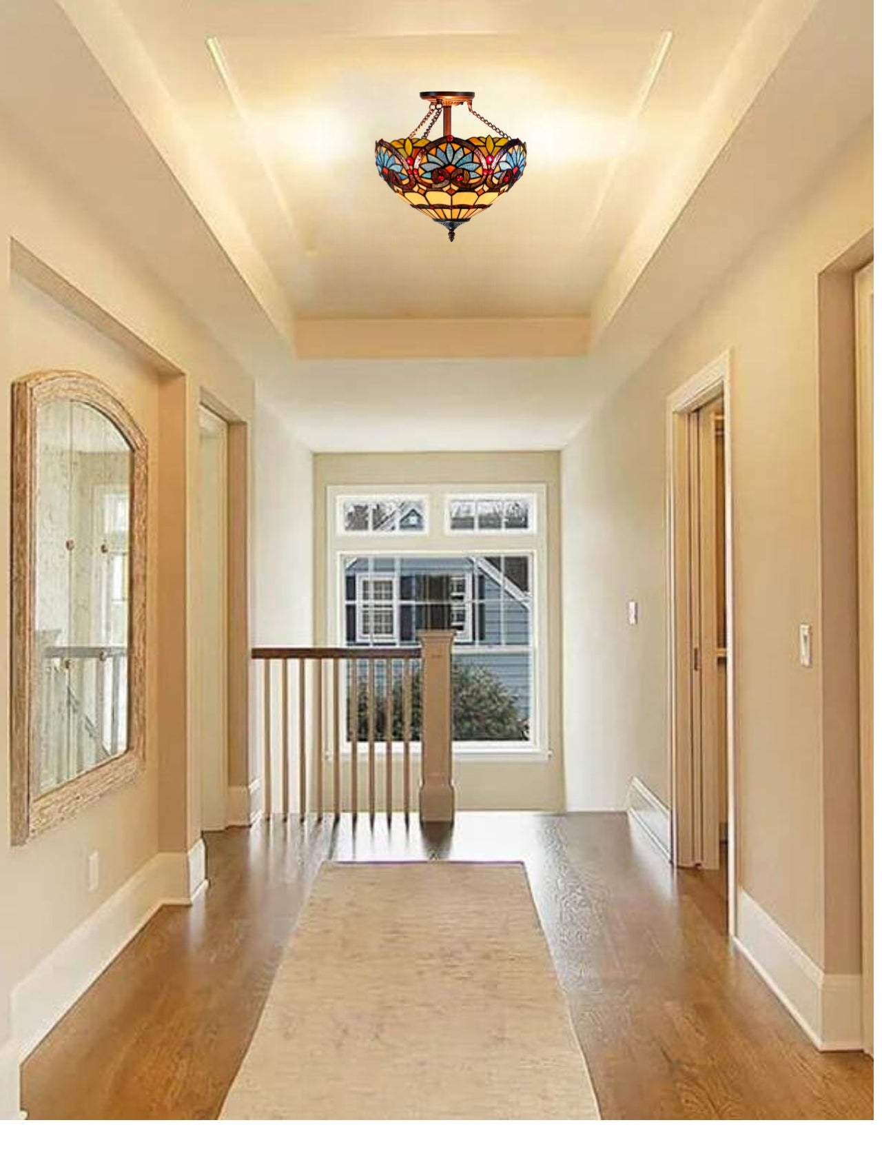 14" Boheme style Tiffany  Uplighter Ceiling Light *Perfect for low ceilings 14" Boheme style Tiffany  Uplighter Ceiling Light *Perfect for low ceilings