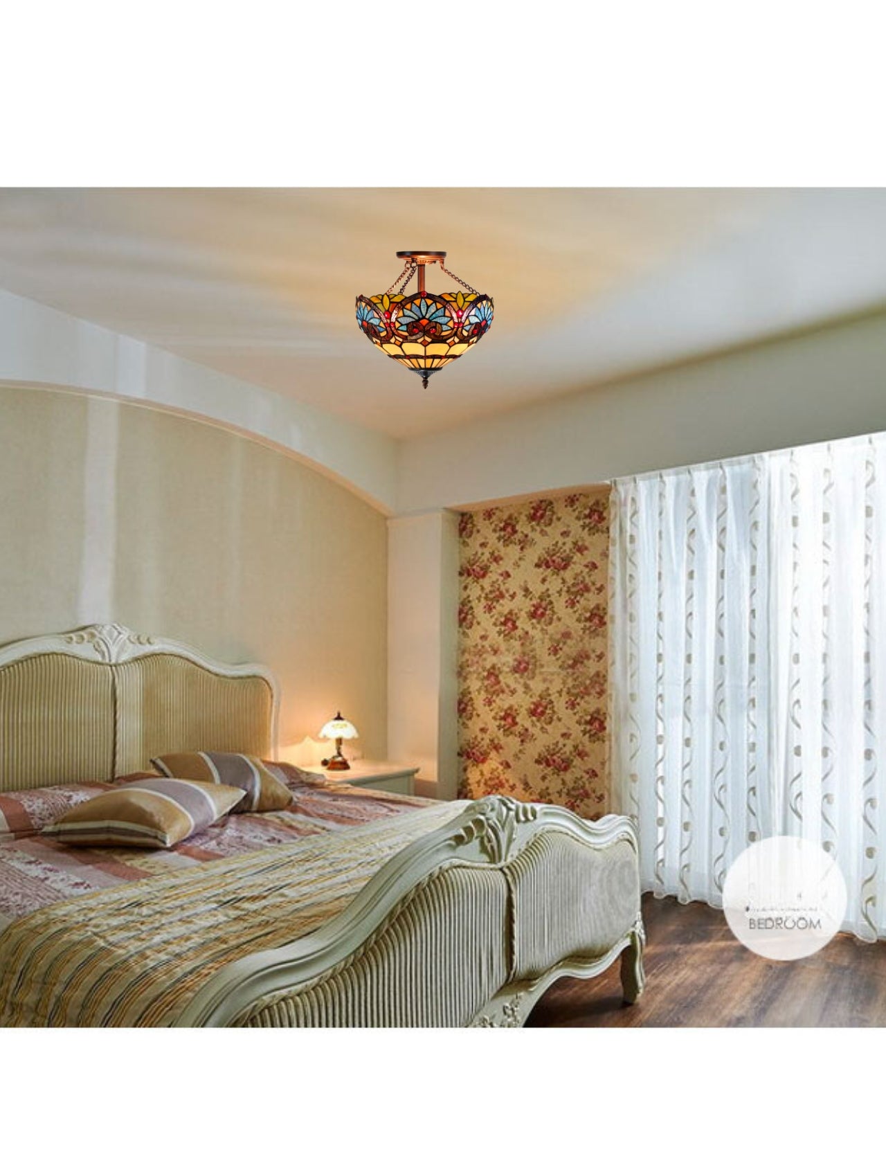 14" Boheme style Tiffany  Uplighter Ceiling Light *Perfect for low ceilings 14" Boheme style Tiffany  Uplighter Ceiling Light *Perfect for low ceilings