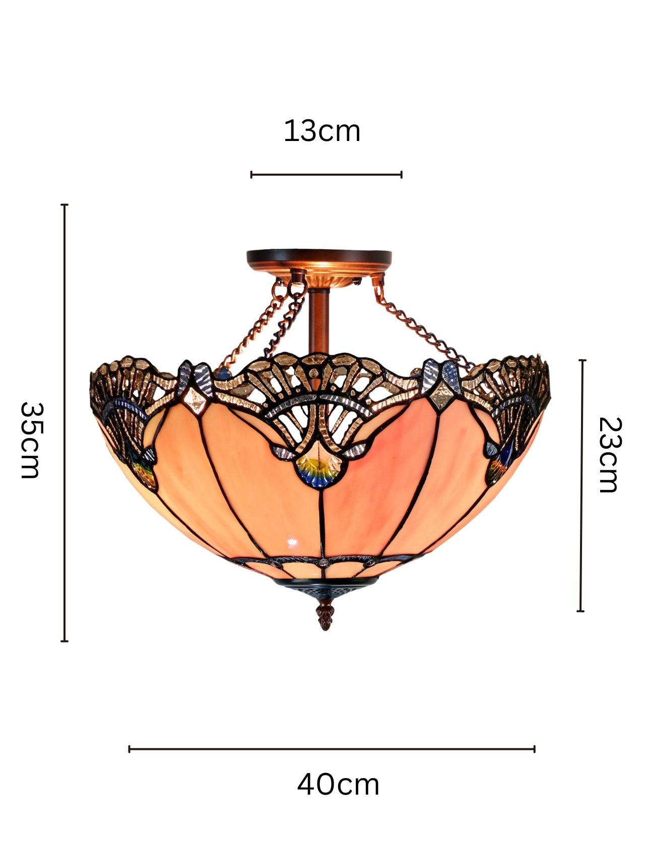 Large 16" Pink Rococo Style Tiffany  Uplighter Ceiling Light *Perfect for low ceilings Large 16" Pink Rococo Style Tiffany  Uplighter Ceiling Light *Perfect for low ceilings