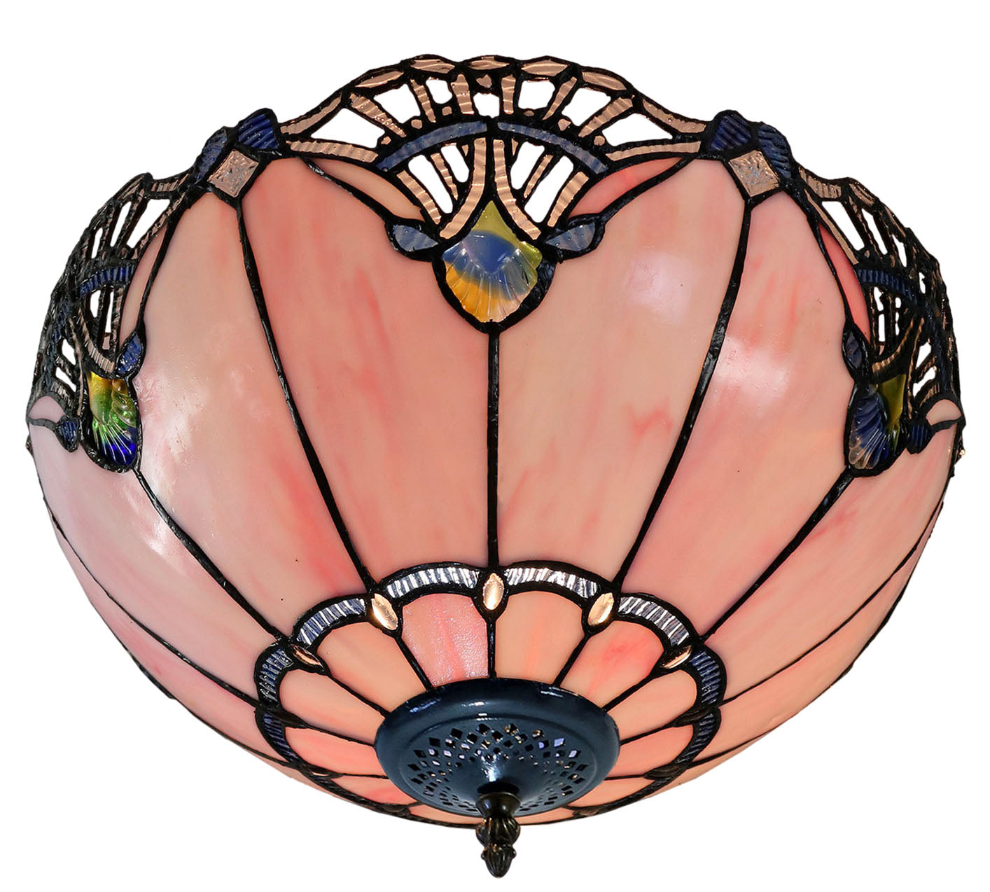 Large 16" Pink Rococo Style Tiffany  Uplighter Ceiling Light *Perfect for low ceilings Large 16" Pink Rococo Style Tiffany  Uplighter Ceiling Light *Perfect for low ceilings