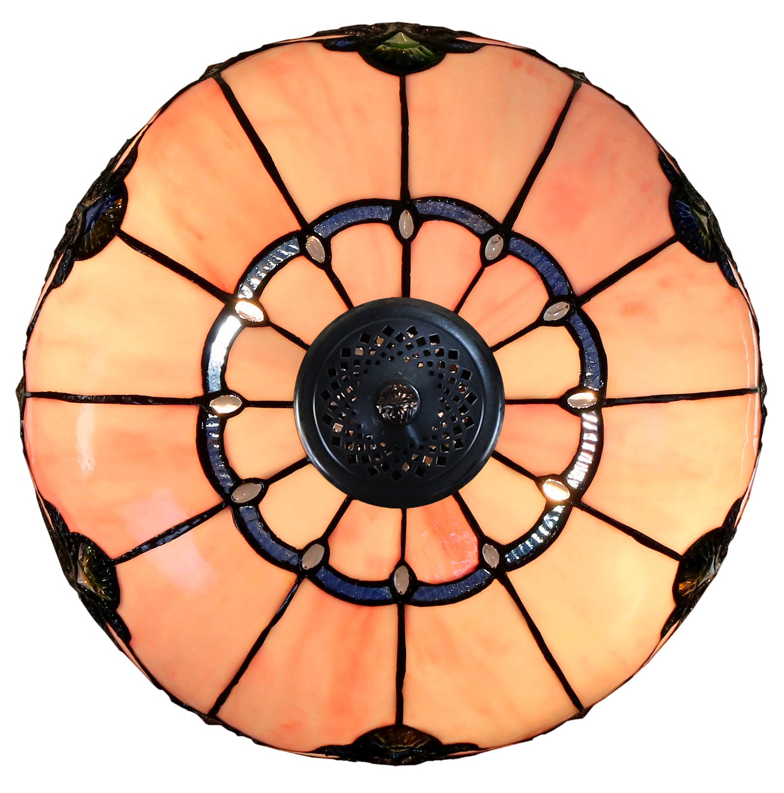 Large 16" Pink Rococo Style Tiffany  Uplighter Ceiling Light *Perfect for low ceilings Large 16" Pink Rococo Style Tiffany  Uplighter Ceiling Light *Perfect for low ceilings