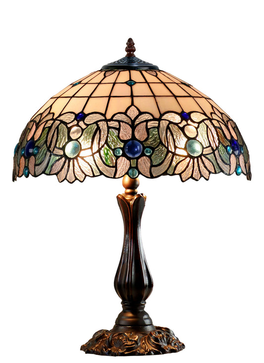 Large 16" Ocean Blue Jewels Tiffany leadlight Table Lamp