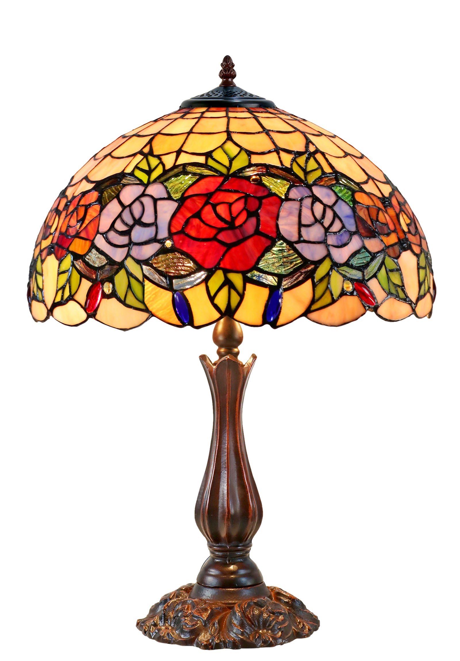 16" Large Blossoming Rose Tiffany Table Lamp 16" Large Blossoming Rose Tiffany Table Lamp