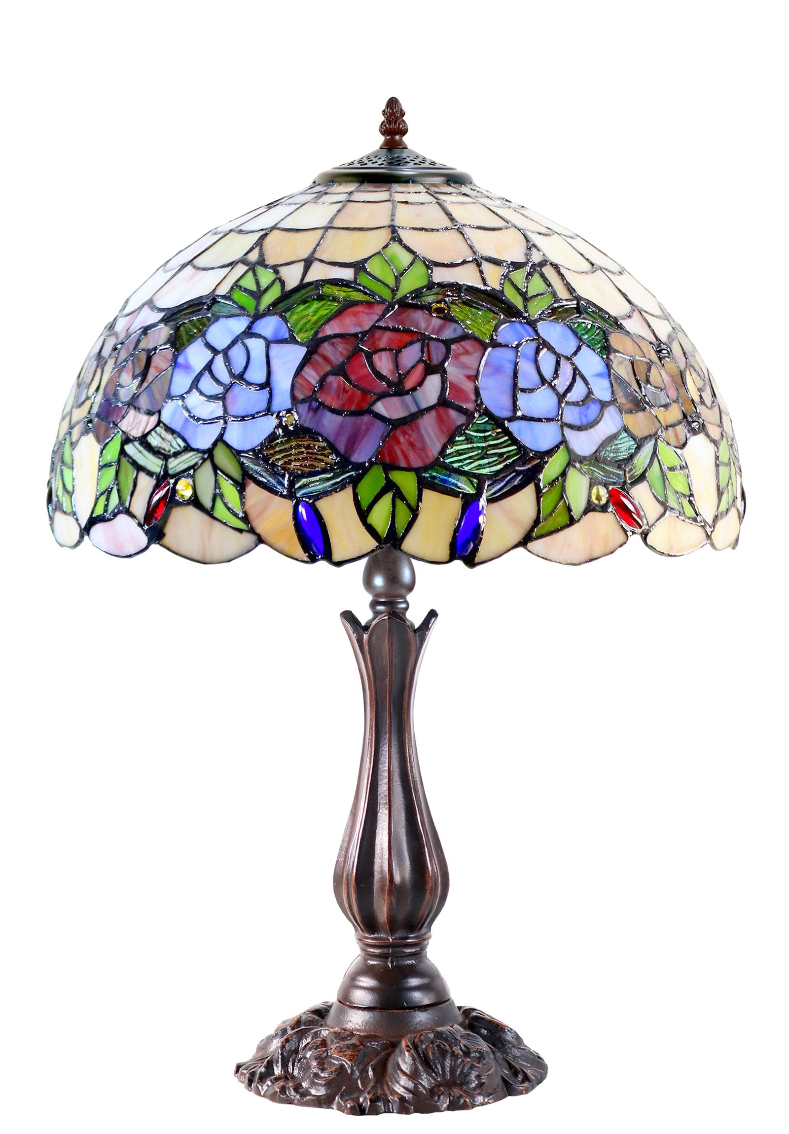 16" Large Blossoming Rose Tiffany Table Lamp 16" Large Blossoming Rose Tiffany Table Lamp