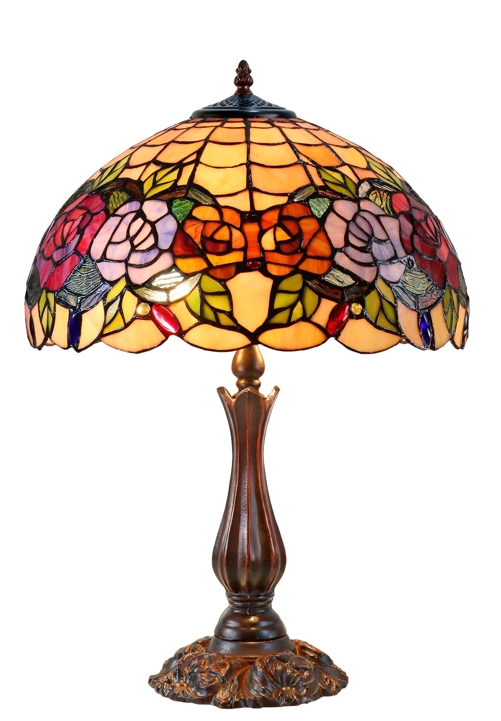 16" Large Blossoming Rose Tiffany Table Lamp 16" Large Blossoming Rose Tiffany Table Lamp