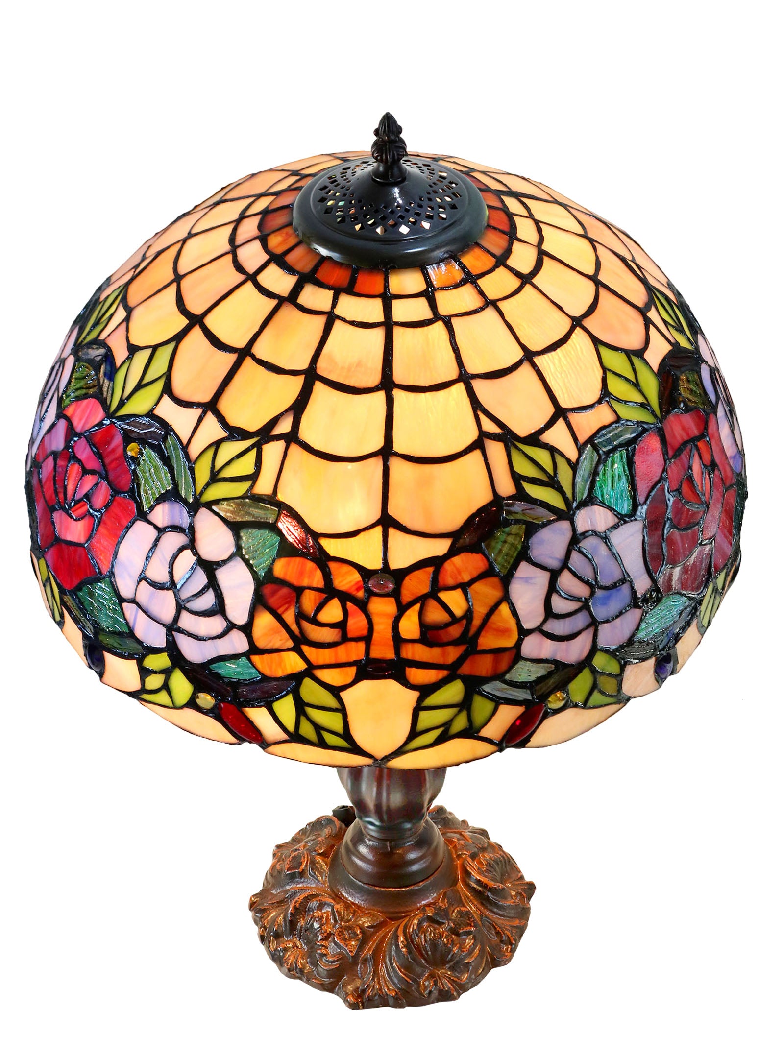 16" Large Blossoming Rose Tiffany Table Lamp 16" Large Blossoming Rose Tiffany Table Lamp