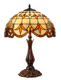 16" Large Beige Baroque Style Tiffany Table Lamp 16" Large Beige Baroque Style Tiffany Table Lamp