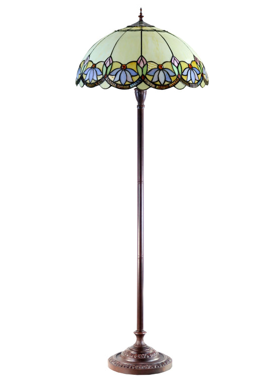 Large 20" Blue Daisy Floral Tiffany Floor Lamp