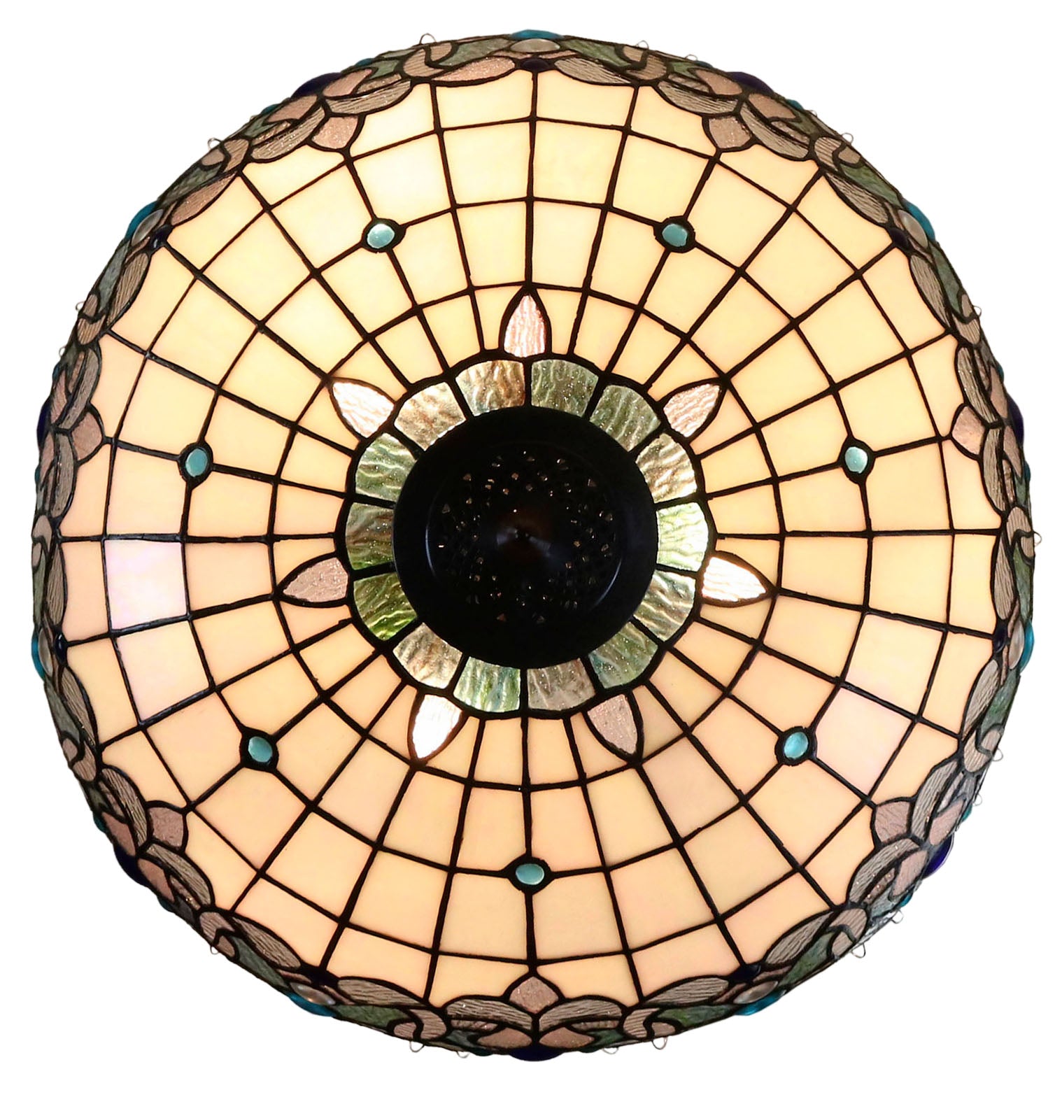 Art Nouveau Huge 20" Ocean Blue Jewels Traditional Tiffany Table Lamp With Heavy Base Art Nouveau Huge 20" Ocean Blue Jewels Traditional Tiffany Table Lamp With Heavy Base