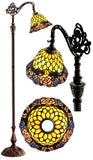Jeweled Rose Leadlight Stained Glass Bridge Arm Tiffany  Floor Lamp Jeweled Rose Leadlight Stained Glass Bridge Arm Tiffany  Floor Lamp
