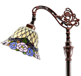 Jeweled Rose Leadlight Stained Glass Bridge Arm Tiffany  Floor Lamp Jeweled Rose Leadlight Stained Glass Bridge Arm Tiffany  Floor Lamp