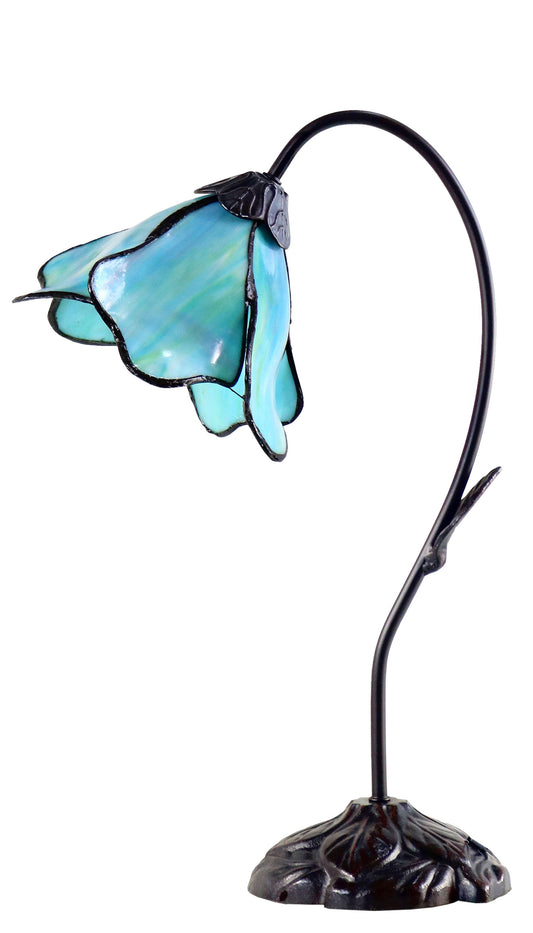 Amazing Flower  Water Lily Style Tiffany Table Lamp* Aqua Blue-Purple-Green