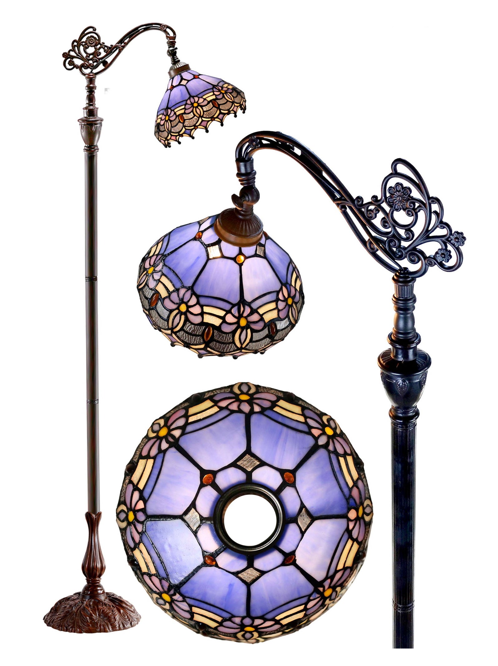 Waratah Style Leadlight Stained Glass Bridge Arm Tiffany  Floor Lamp Waratah Style Leadlight Stained Glass Bridge Arm Tiffany  Floor Lamp