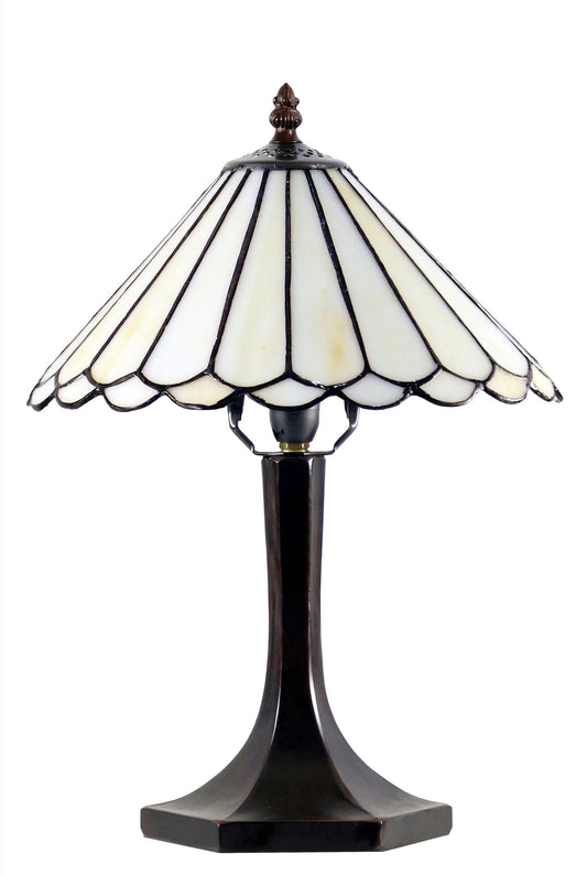 11"  Geometric Tiffany Style Stained Glass Table Lamp*Beige