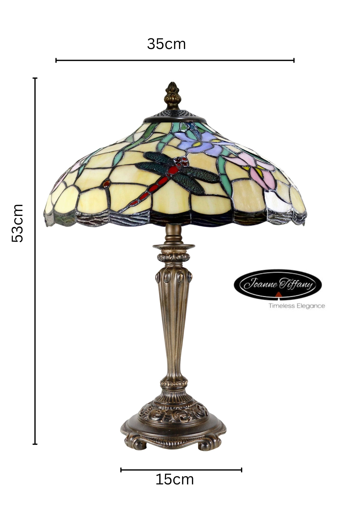 14" Stunning Dragonfly on Blue Iris Flower Tiffany Table Bedside Lamp 14" Stunning Dragonfly on Blue Iris Flower Tiffany Table Bedside Lamp