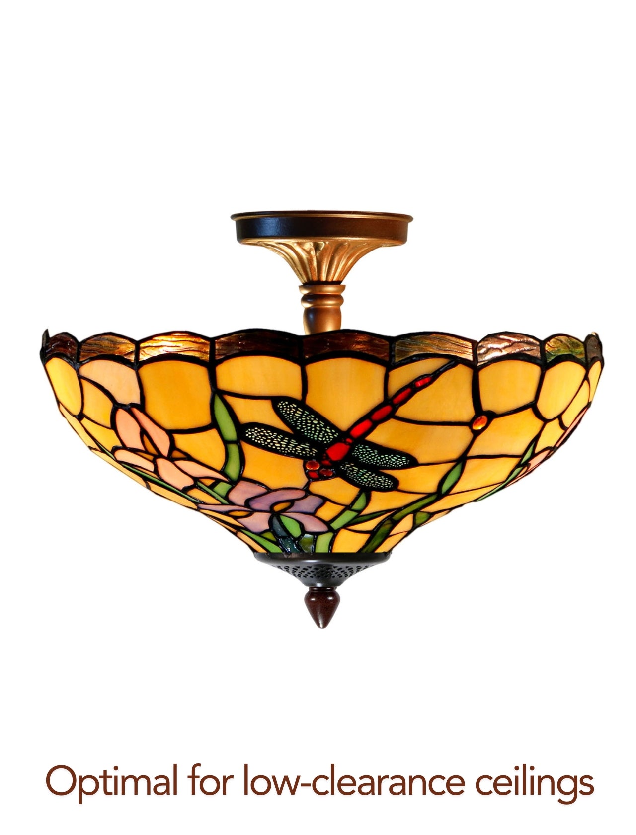 14" Dragonfly Flower style Tiffany  Uplighter Ceiling Light * designed for low ceilings 14" Dragonfly Flower style Tiffany  Uplighter Ceiling Light * designed for low ceilings