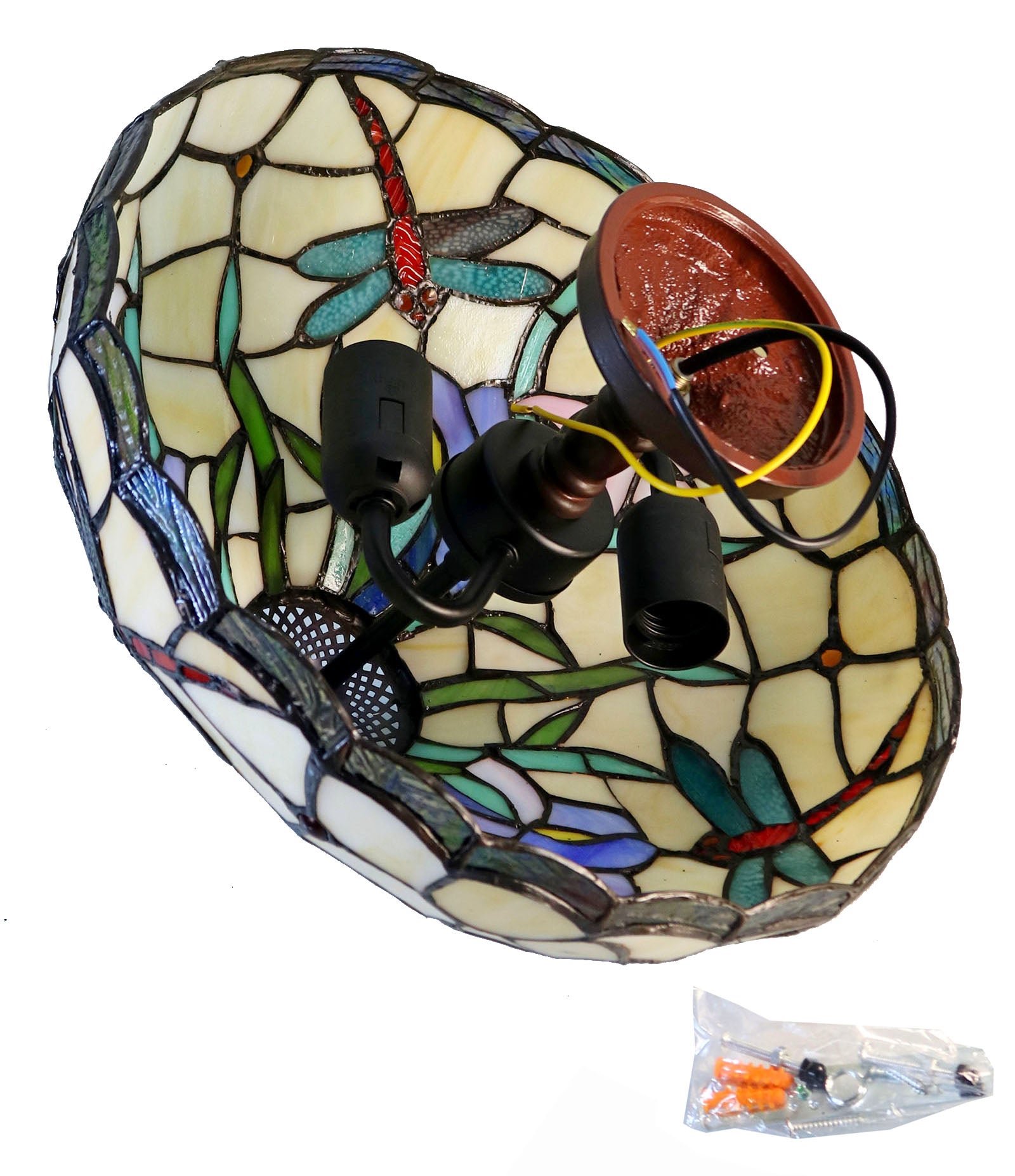 14" Dragonfly Flower style Tiffany  Uplighter Ceiling Light * designed for low ceilings 14" Dragonfly Flower style Tiffany  Uplighter Ceiling Light * designed for low ceilings