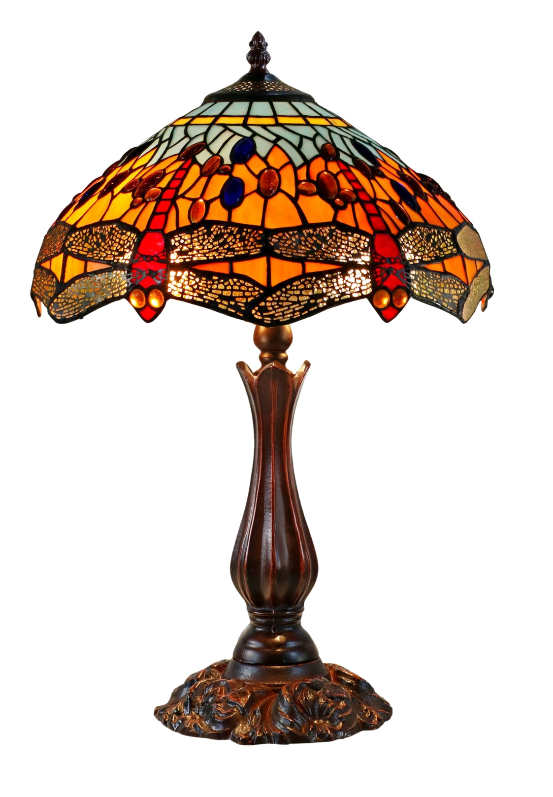 14" Traditional Dragonfly Style Tiffany Table Lamp 14" Traditional Dragonfly Style Tiffany Table Lamp