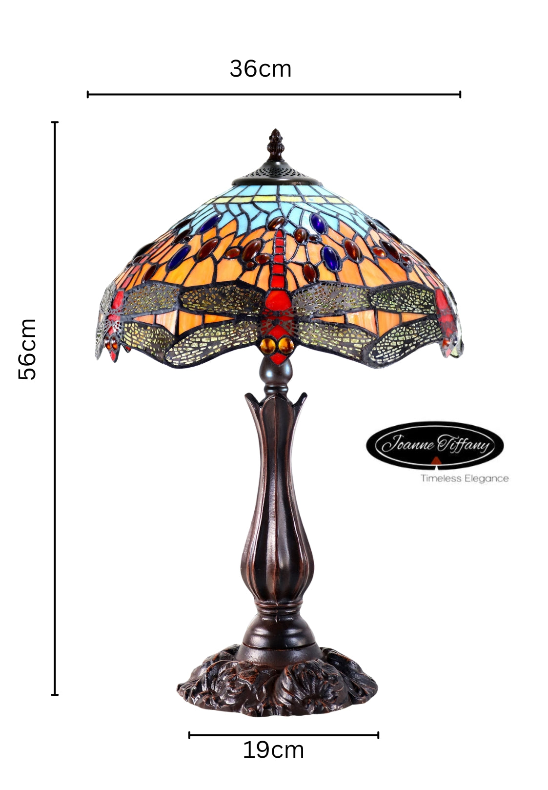 14" Traditional Dragonfly Style Tiffany Table Lamp 14" Traditional Dragonfly Style Tiffany Table Lamp
