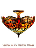 14" Red Dragonfly style Tiffany  Uplighter Ceiling Light *Perfect for low ceilings 14" Red Dragonfly style Tiffany  Uplighter Ceiling Light *Perfect for low ceilings