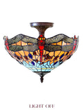 14" Red Dragonfly style Tiffany  Uplighter Ceiling Light *Perfect for low ceilings 14" Red Dragonfly style Tiffany  Uplighter Ceiling Light *Perfect for low ceilings