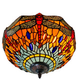 14" Red Dragonfly style Tiffany  Uplighter Ceiling Light *Perfect for low ceilings 14" Red Dragonfly style Tiffany  Uplighter Ceiling Light *Perfect for low ceilings