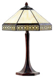 Elegant 14"  Tiffany Table Lamp Stained glass shade with geometric patterns Elegant 14"  Tiffany Table Lamp Stained glass shade with geometric patterns