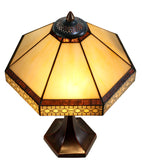 Elegant 14"  Tiffany Table Lamp Stained glass shade with geometric patterns Elegant 14"  Tiffany Table Lamp Stained glass shade with geometric patterns