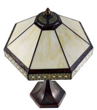 Elegant 14"  Tiffany Table Lamp Stained glass shade with geometric patterns Elegant 14"  Tiffany Table Lamp Stained glass shade with geometric patterns