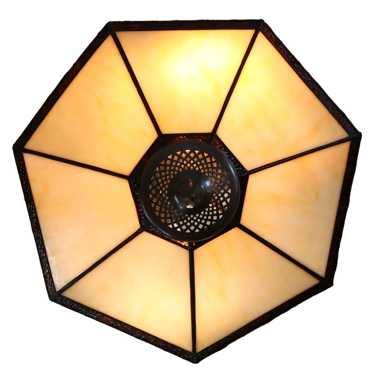 Elegant 14"  Tiffany Table Lamp Stained glass shade with geometric patterns Elegant 14"  Tiffany Table Lamp Stained glass shade with geometric patterns