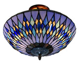 Large 16 inches Blue Tiffany Geometric Semi Flush Mount Ceiling Lights Large 16 inches Blue Tiffany Geometric Semi Flush Mount Ceiling Lights