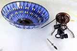 Large 16 inches Blue Tiffany Geometric Semi Flush Mount Ceiling Lights Large 16 inches Blue Tiffany Geometric Semi Flush Mount Ceiling Lights